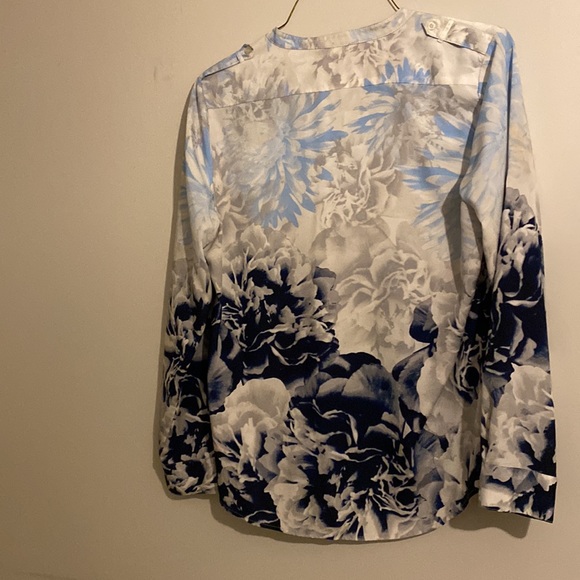 Calvin Klein Blue Floral Long Sleeve Dress Shirt - Picture 4 of 5
